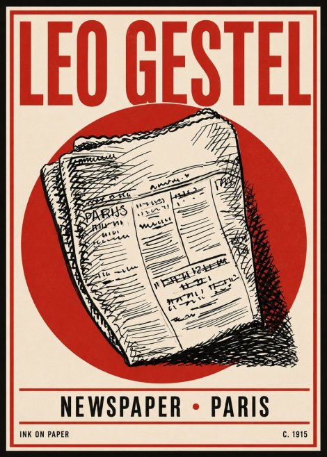 Leo Gestel Newspaper - Paris No4 - Poszter