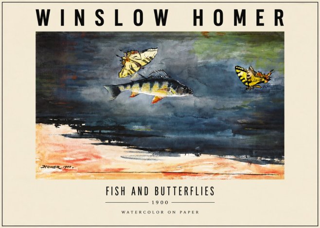 Winslow Homer Fish and Butterflies No3 - Poszter