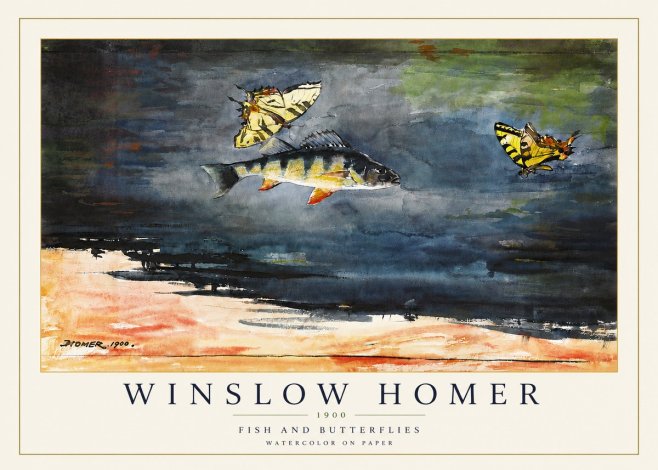 Winslow Homer Fish and Butterflies No5 - Poszter