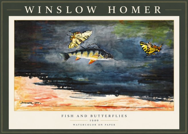 Winslow Homer Fish and Butterflies No6 - Poszter