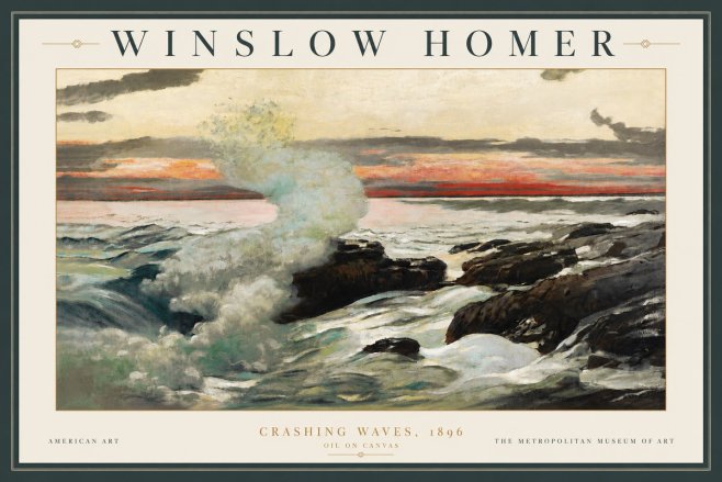 Winslow Homer Crashing Waves, 1896 No3 - Poszter