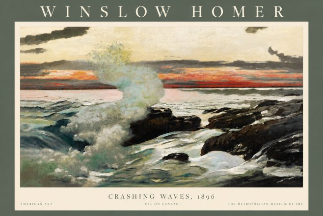 Winslow Homer Crashing Waves, 1896 No4 - Poszter