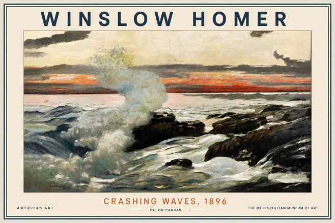 Winslow Homer Crashing Waves, 1896 No5 - Poszter