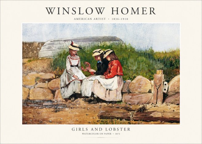 Winslow Homer Girls and Lobster No1 - Poszter