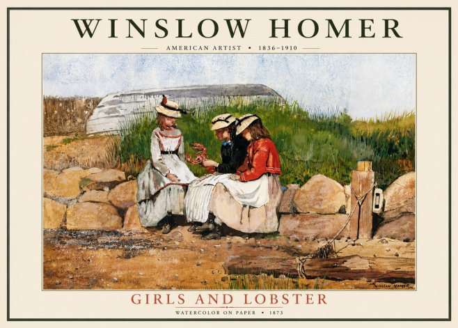 Winslow Homer Girls and Lobster No5 - Poszter