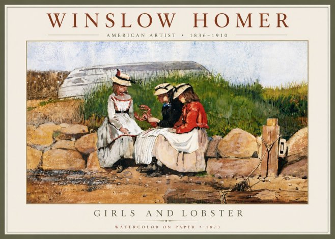 Winslow Homer Girls and Lobster No6 - Poszter