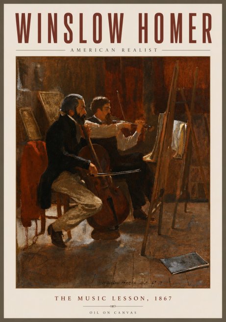 Winslow Homer The Music Lesson, 1867 No5 - Poszter