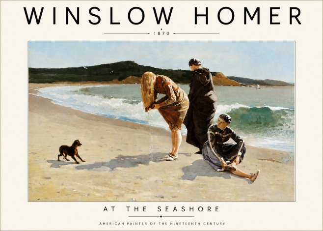 Winslow Homer At the Seashore No4 - Poszter