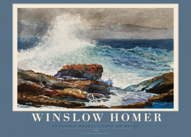 Winslow Homer Breaking Waves, Coast of Maine No2 - Poszter