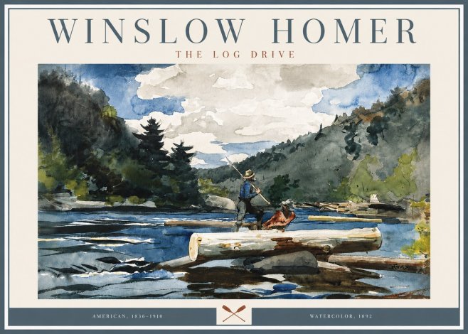 Winslow Homer The Log Drive No3 - Poszter