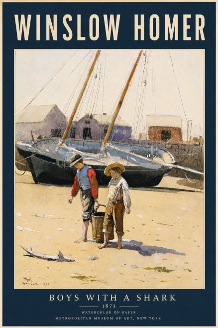 Winslow Homer Boys with a Shark No5 - Poszter