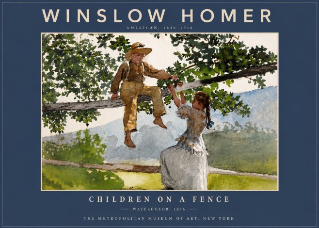 Winslow Homer Children on a Fence No6 - Poszter