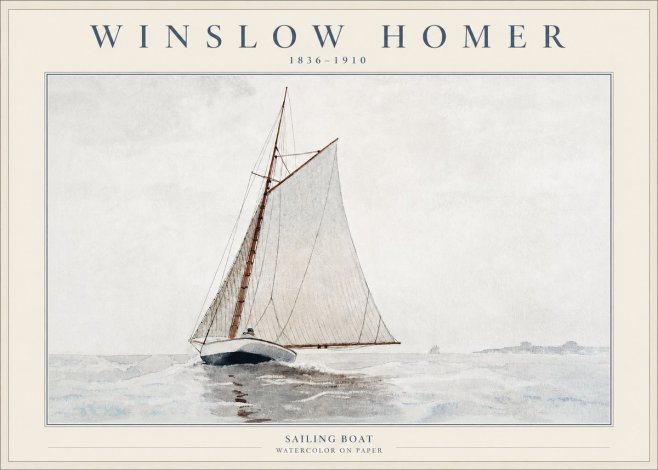 Winslow Homer Sailing Boat No2 - Poszter