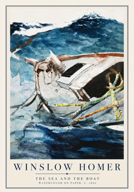 Winslow Homer The Sea and the Boat No5 - Poszter