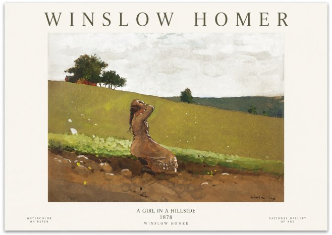 Winslow Homer A Girl in a Hillside No1 - Poszter