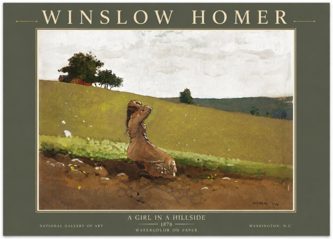 Winslow Homer A Girl in a Hillside No5 - Poszter