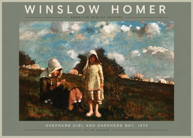 Winslow Homer Shepherd Girl and Shepherd Boy, 1873 No4 - Poszter
