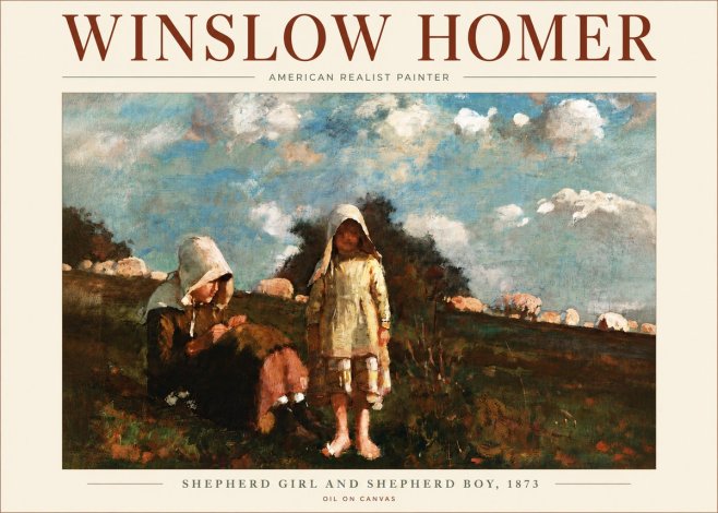 Winslow Homer Shepherd Girl and Shepherd Boy, 1873 No5 - Poszter
