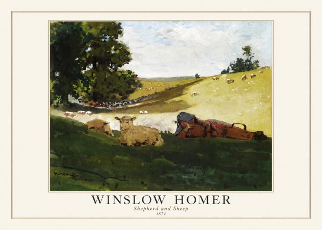 Winslow Homer Shepherd and Sheep No1 - Poszter