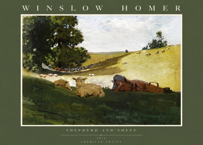 Winslow Homer Shepherd and Sheep No2 - Poszter