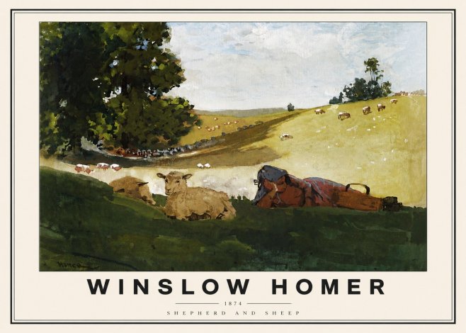 Winslow Homer Shepherd and Sheep No3 - Poszter
