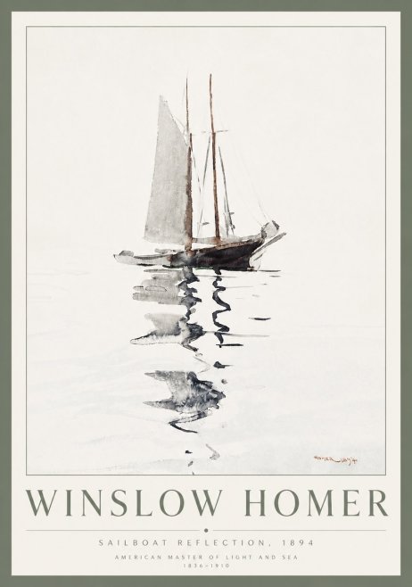 Winslow Homer Sailboat Reflection, 1894 No3 - Poszter
