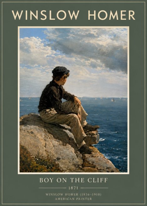 Winslow Homer Boy on the Cliff No5 - Poszter