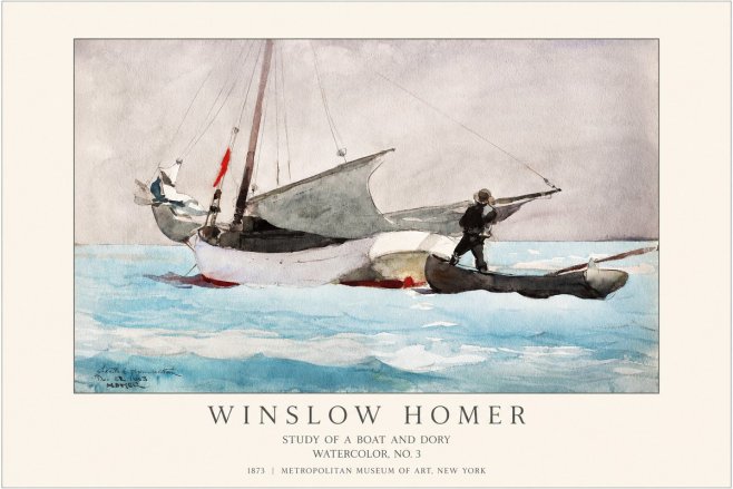 Winslow Homer Study of a Boat and Dory Watercolor, No. 3 No1 - Poszter