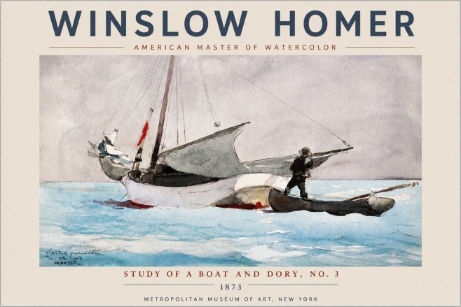 Winslow Homer Study of a Boat and Dory Watercolor, No. 3 No4 - Poszter