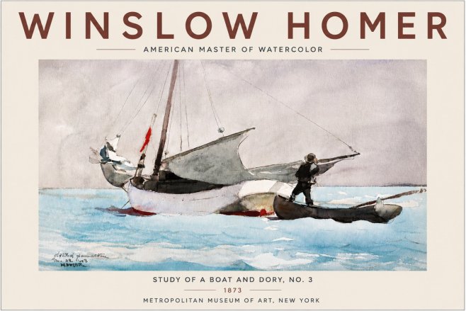 Winslow Homer Study of a Boat and Dory Watercolor, No. 3 No6 - Poszter