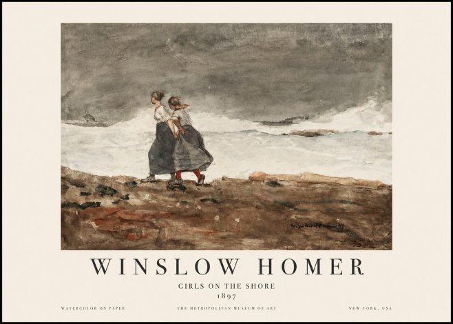 Winslow Homer Girls on the Shore No1 - Poszter