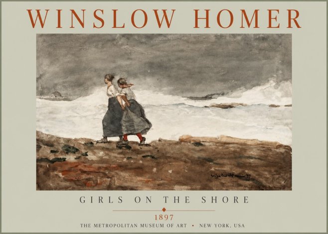 Winslow Homer Girls on the Shore No2 - Poszter