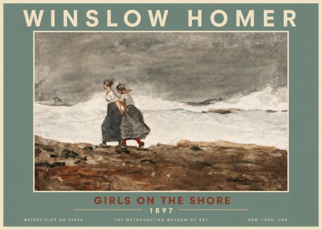 Winslow Homer Girls on the Shore No4 - Poszter