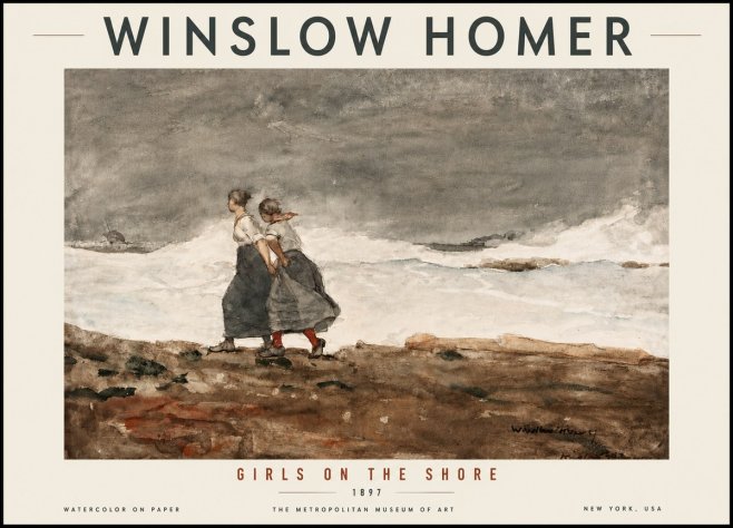 Winslow Homer Girls on the Shore No5 - Poszter