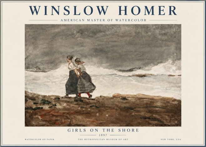 Winslow Homer Girls on the Shore No6 - Poszter
