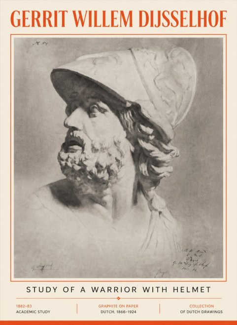 Gerrit Willem Dijsselhof Study of a Warrior with Helmet No5 - Poszter