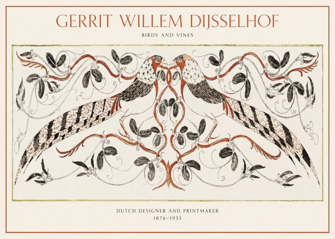 Gerrit Willem Dijsselhof Ornamental Design with Birds and Foliage No2 - Poszter