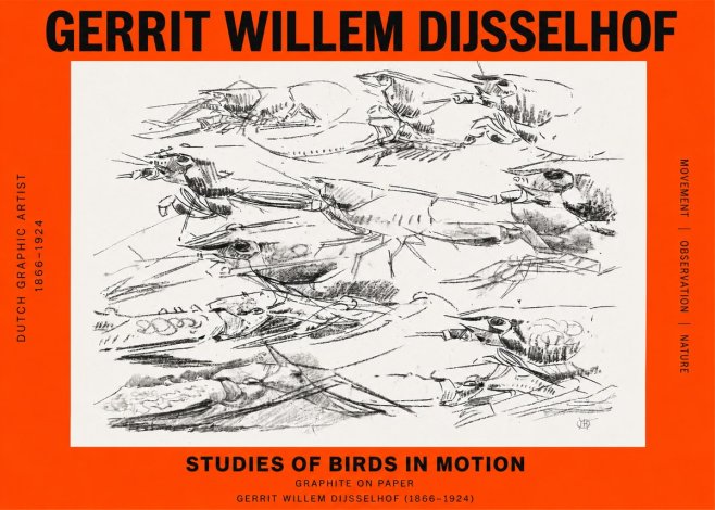 Gerrit Willem Dijsselhof Studies of Birds in Motion No2 - Poszter