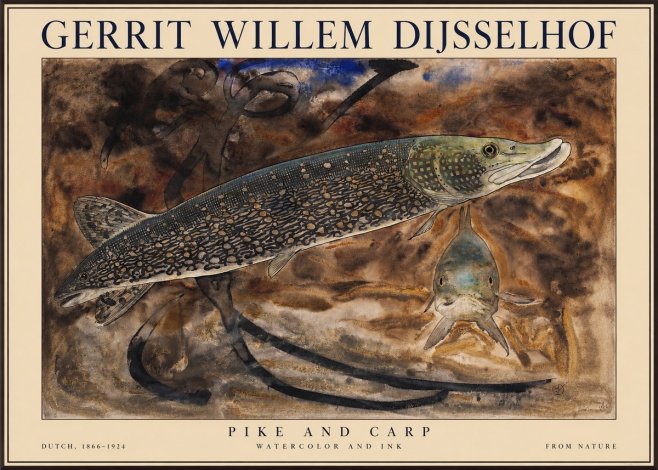 Gerrit Willem Dijsselhof Pike and Carp No1 - Poszter