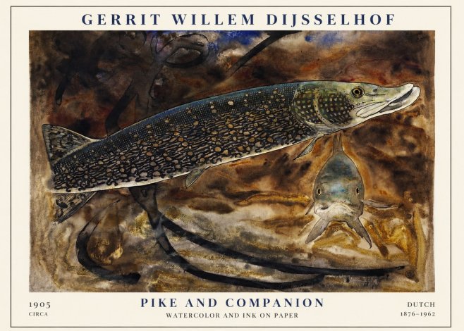 Gerrit Willem Dijsselhof Pike and Carp No3 - Poszter