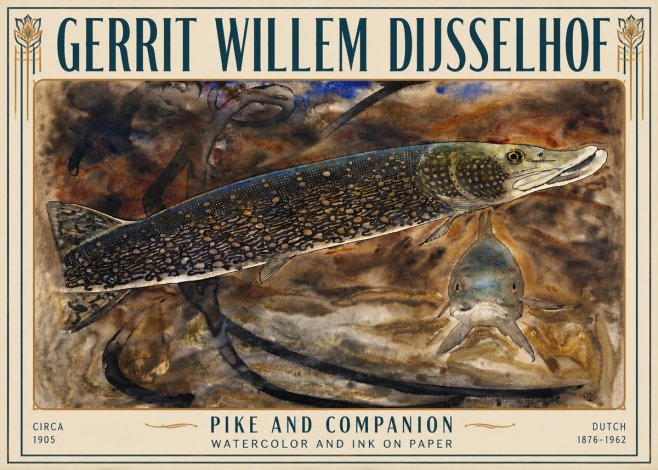 Gerrit Willem Dijsselhof Pike and Carp No6 - Poszter