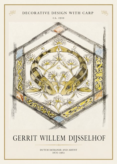 Gerrit Willem Dijsselhof Decorative Design with Carp No1 - Poszter