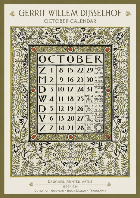 Gerrit Willem Dijsselhof October - Calendar Page No2 - Poszter
