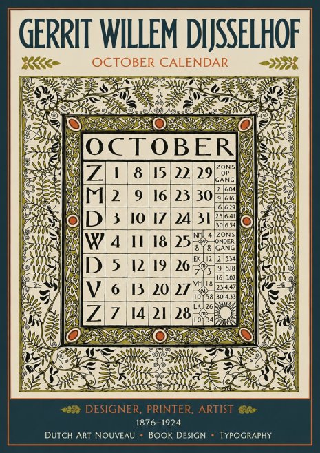 Gerrit Willem Dijsselhof October - Calendar Page No4 - Poszter
