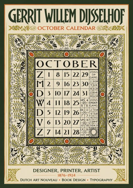 Gerrit Willem Dijsselhof October - Calendar Page No5 - Poszter