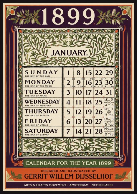 Gerrit Willem Dijsselhof January. Calendar for 1899. No4 - Poszter