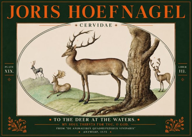 Joris Hoefnagel Deer at the Fountains No5 - Poszter