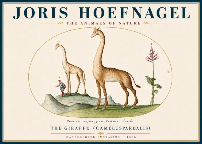 Joris Hoefnagel The Giraffe (Cameluspardalis) No5 - Poszter