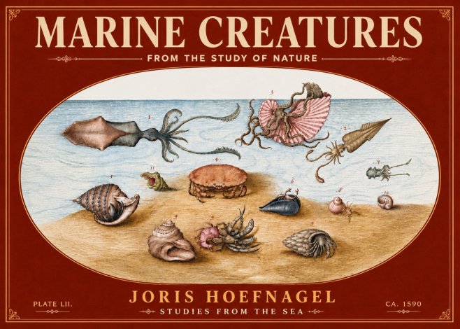 Joris Hoefnagel Marine Creatures - Plate Lii No6 - Poszter