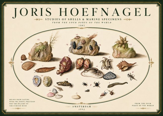 Joris Hoefnagel Studies of Shells & Marine Specimens No6 - Poszter